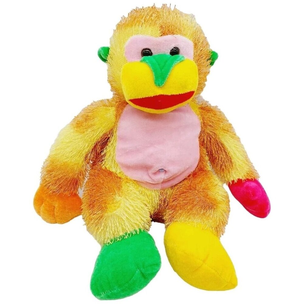 K & K Sales Plush Stuffed Gorilla Ape Monkey Orange Green Yellow 6" Sitting